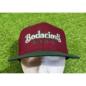 Vintage Bodacious Bar-B-Q Hat Snapback 80s TX BBQ snapback Maroon USA Made NWOT